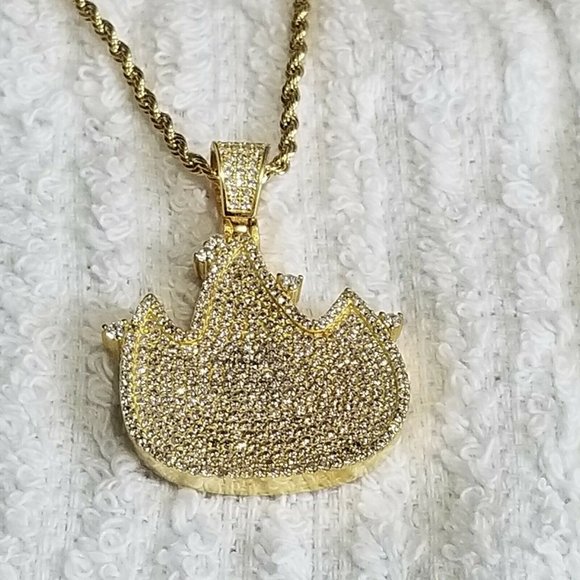 Sterling Silver 925 FIRE SYMBOL Zirconia Gold Fini - Picture 2 of 6